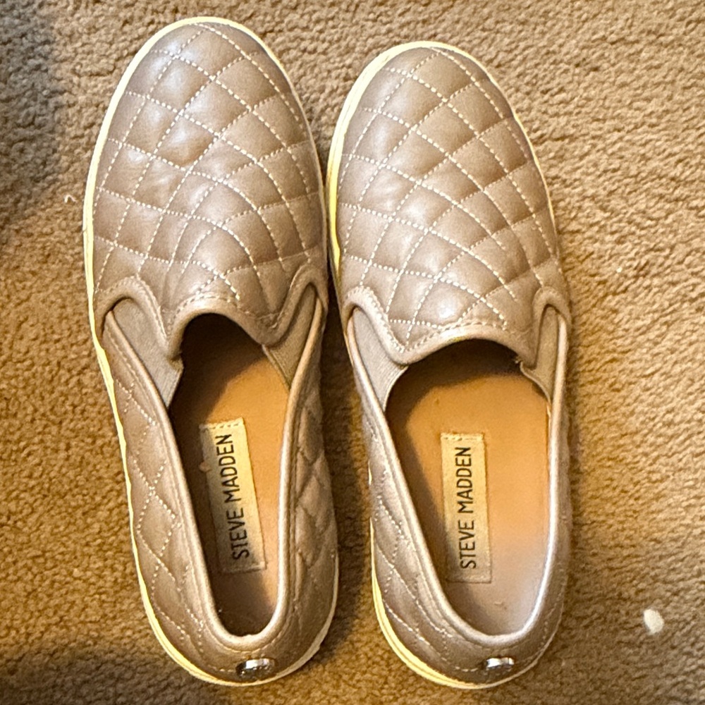 Steve Madden Brown Quilted Slip-On Shoes